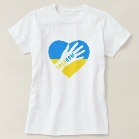 ウクライナTシャツフリーダムウクライナ国旗ハート Tシャツ (デザイン正面)