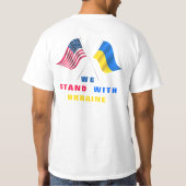 ウクライナTシャツUSA国旗ウクライナ国旗で立つ Tシャツ (裏面)