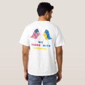 ウクライナTシャツUSA国旗ウクライナ国旗で立つ Tシャツ (裏面フル)