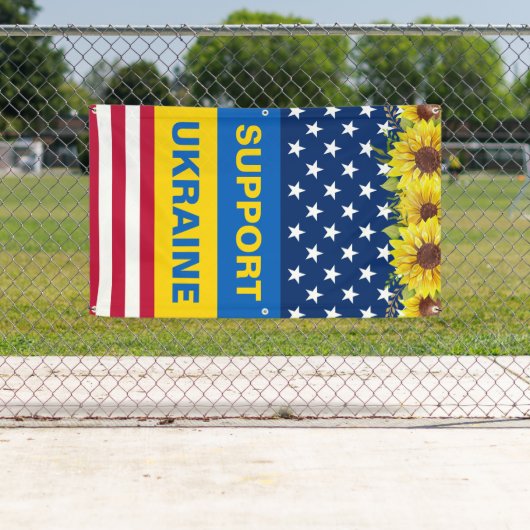 ウクライナUSAアメリカ産ひまわりサポート愛国心 横断幕 (インサイチュ)