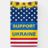 ウクライナUSAアメリカ産ひまわりサポート愛国心 横断幕 (縦)