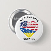 ウクライナUSA米国国旗のハートウクライナサポート 缶バッジ (正面&裏面)