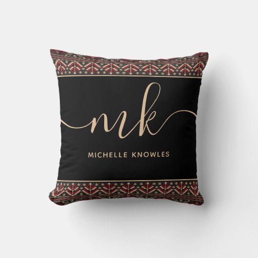 ウクラエレガントイナパターンデザインモノグスタイリッシュラム クッション (正面)