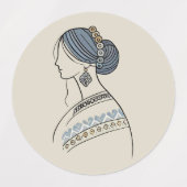 ウクラエレガントイナフォークアートラウンドラベル ラベル (デザイン1)