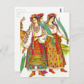 ウクラ伝統的イナドレスfrom Kyivschyna ポストカード (正面/裏面)