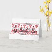 ウクラ伝統的イナ刺繍ウクライナガール カード (黄色い花)