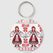 ウクラ伝統的イナ刺繍ウクライナガール キーホルダー (正面)