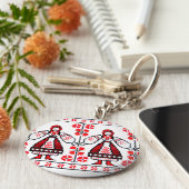 ウクラ伝統的イナ刺繍ウクライナガール キーホルダー (側面)