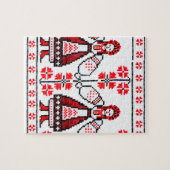 ウクラ伝統的イナ刺繍ウクライナガール ジグソーパズル (横)