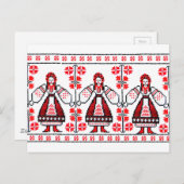 ウクラ伝統的イナ刺繍ウクライナガール ポストカード (正面/裏面)