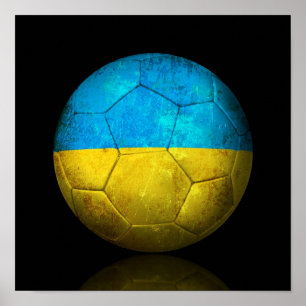 ウクラ擦り切れたイナ国旗のサッカーボール ポスター