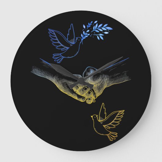 ウクラ祈イナでは、手を2本持つ現実的な夫婦 ラージ壁時計 (正面)