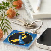 ウクラ祈ウナサポート用リボン正方形 キーホルダー (正面右)