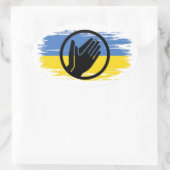 ウクラ祈ウナー青黄色の国旗 楕円形シール (バッグ)