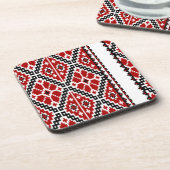 ウクリアニアレッド黒刺繍 コースター (左側)
