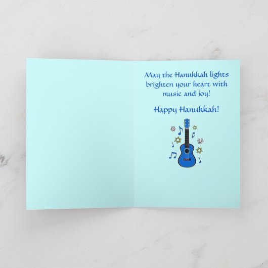 ウクレレおよび星との幸せなハヌカー シーズンカード (内部)