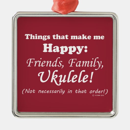 ウクレレが幸せになる メタルオーナメント (正面)