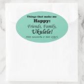 ウクレレが幸せになる 楕円形シール (バッグ)