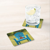 ウクレレとアディロンダックの椅子-コースター スクエアペーパーコースター (インサイチュ)