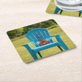 ウクレレとアディロンダックの椅子-コースター スクエアペーパーコースター (アングル)