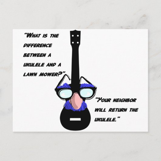 ウクレレと芝刈り ポストカード (正面)