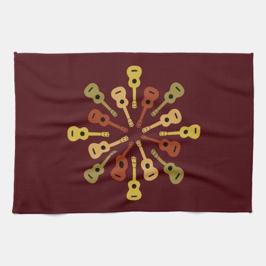 ウクレレのカスタムな台所タオル キッチンタオル (横)