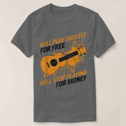 ウクレレのギター音楽コンサートのギタリストのギフトのためのムー Tシャツ (デザイン正面)
