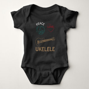 ウクレレのギフトの平和愛Ukelele Uke愛 ベビーボディスーツ