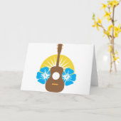 ウクレレのハイビスカス カード (黄色い花)