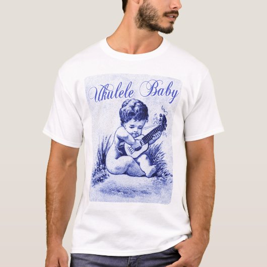 ウクレレのベビーの幼児の暗く短い袖のTシャツ Tシャツ (正面)