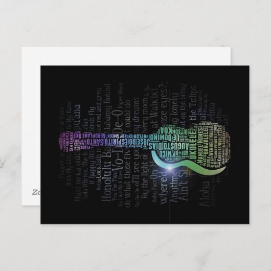 ウクレレの歴史 ワードクラウド ポストカード (正面/裏面)