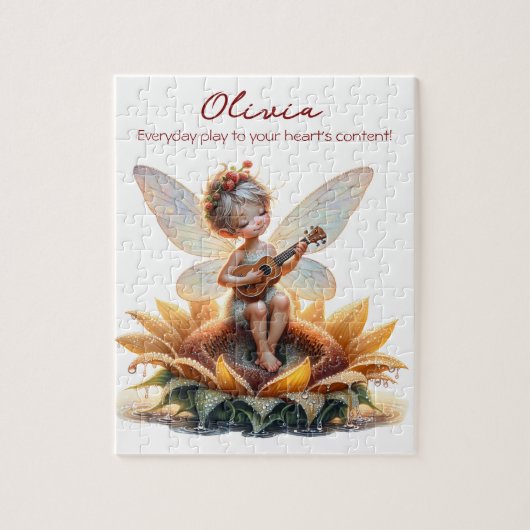 ウクレレひまわり姿のかわいいアニメガール ジグソーパズル (縦)