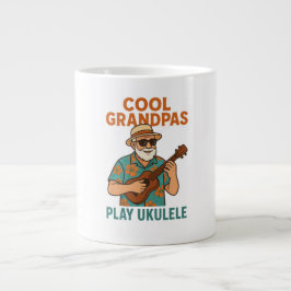 ウクレレを弾くおじいちゃんのマグカップ ジャンボコーヒーマグカップ
