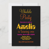 ウクレレカラフルギター誕生日 招待状 (正面)