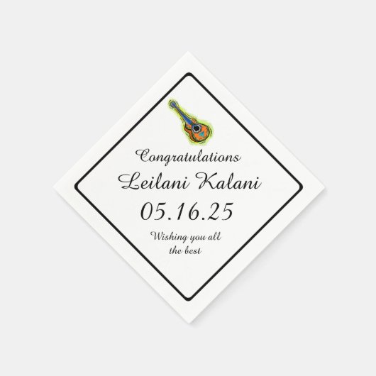 ウクレレカラフル卒業紙ナプキン スタンダードカクテルナプキン (角)