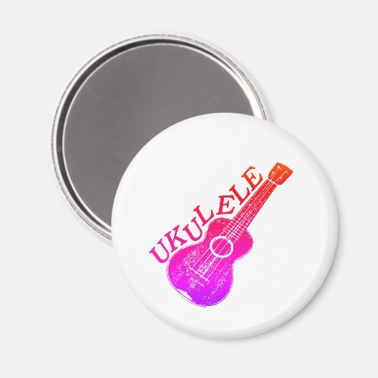 ウクレレカラフル文字及び画像 マグネット (正面/裏面)