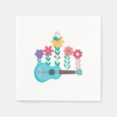 ウクレレギターフラワーズミュージックアコースティックバスギフト スタンダードカクテルナプキン (正面)
