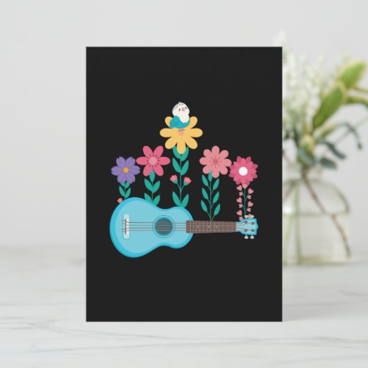 ウクレレギターフラワーズミュージックアコースティックバスギフト 招待状 (スタンド正面)