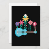 ウクレレギターフラワーズミュージックアコースティックバスギフト 招待状 (正面/裏面)