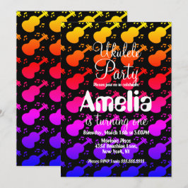 ウクレレギターミュージック誕生日 招待状