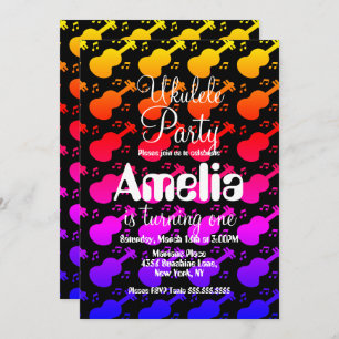 ウクレレギターミュージック誕生日 招待状