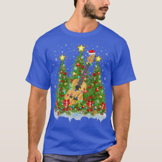 ウクレレクリスマスライツサンタウクレレクリスマスツリー Tシャツ