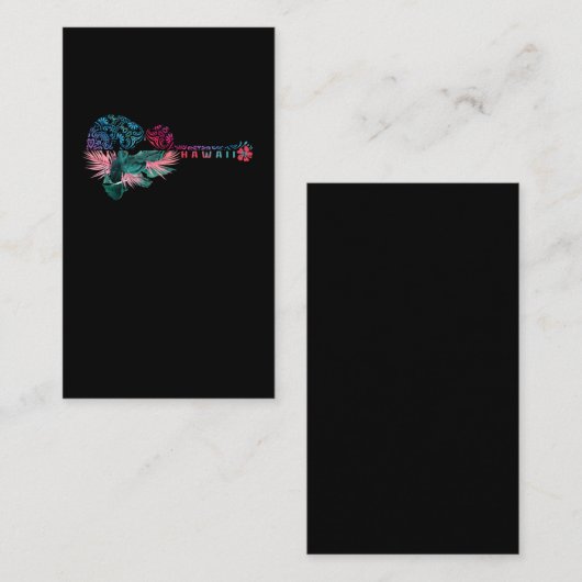 ウクレレトリバルフラワーアロハギターハワイ 名刺 (正面/裏面)