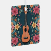 ウクレレトロピカルフラワーズミュージカル楽器カスタム メタルオーナメント (正面右)