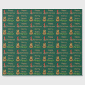 ウクレレハッピークリスマスミュージックメリーホリデー ラッピングペーパー (フラット)