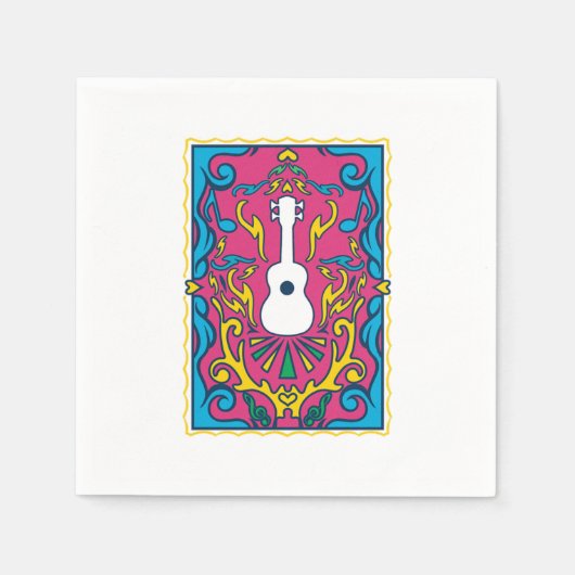 ウクレレビーチハワイ楽器パーティー音楽ギフト スタンダードカクテルナプキン (正面)