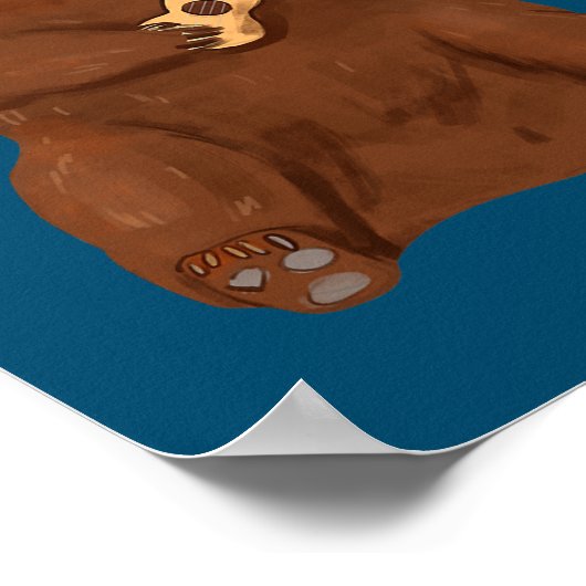 ウクレレベアプレーヤーギターハワイミュージックウケ ポスター (角)