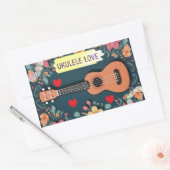 ウクレレラブミュージカル楽器ヒッピーフローラボホ 長方形シール (封筒)