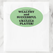 ウクレレ富裕層&成功オーバルステッカー 楕円形シール (バッグ)