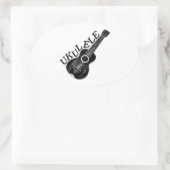 ウクレレ文字及び画像 楕円形シール (バッグ)